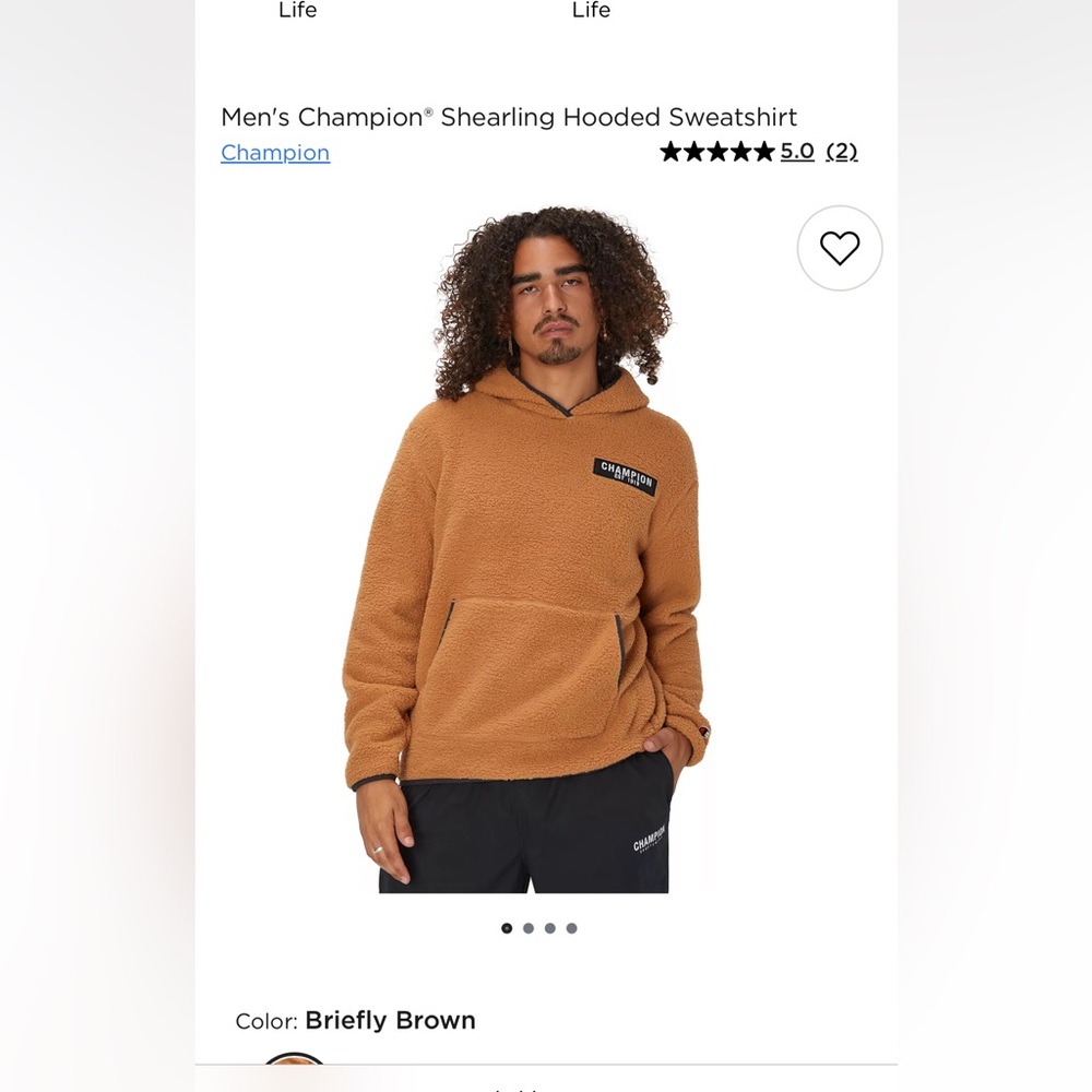 Champion Men's Tan Shearling Hooded Sweatshirt